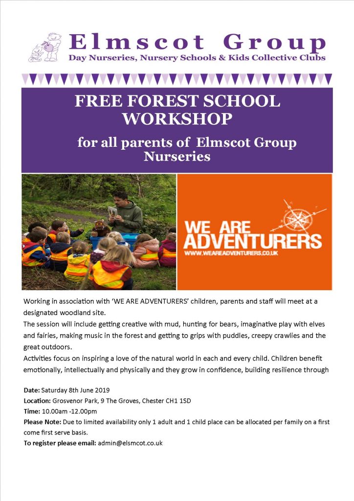 Forest School Poster 2019 Chester Elmscot Group Nurseries & Nursery
